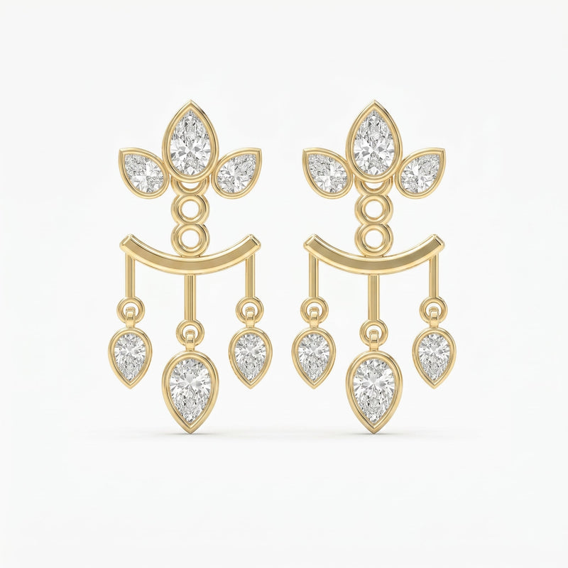 Pear Diamond Regal Teardrop Chandelier Fashion Earrings, view 1
