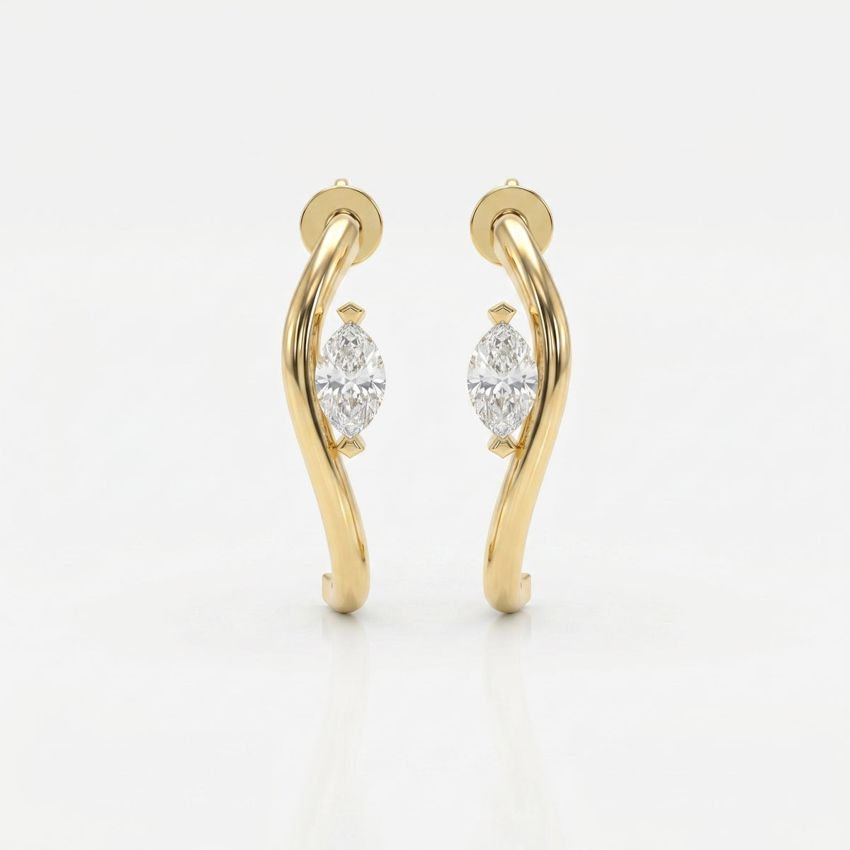 Marquise Diamond Curvy Embrace Fashion Earrings, view 1
