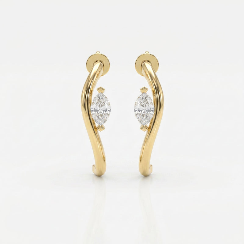 Marquise Diamond Curvy Embrace Fashion Earrings, view 1