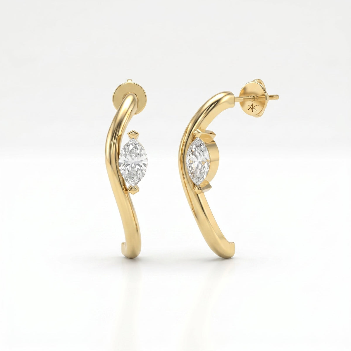 Marquise Diamond Curvy Embrace Fashion Earrings, view 3