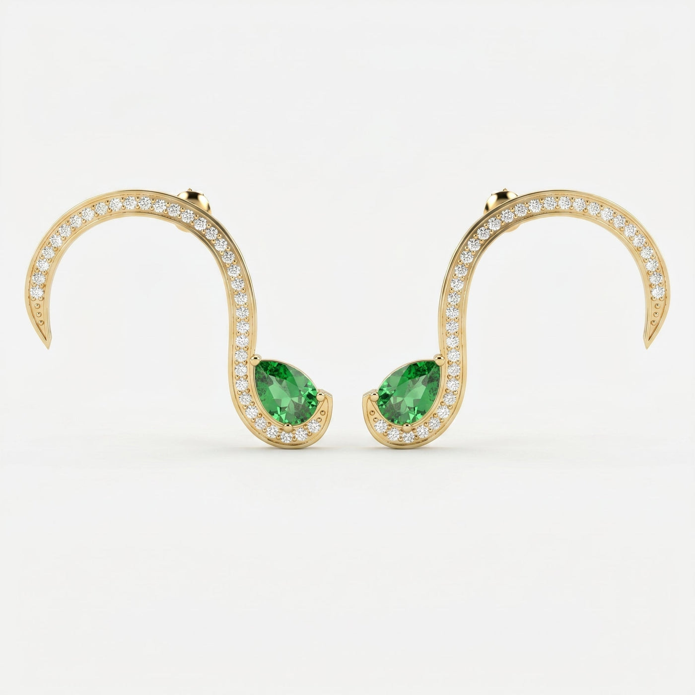 Green Gemstone Trance Pavé Fashion Earrings, view 1
