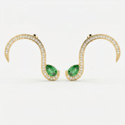 Green Gemstone Trance Pavé Fashion Earrings, view 1
