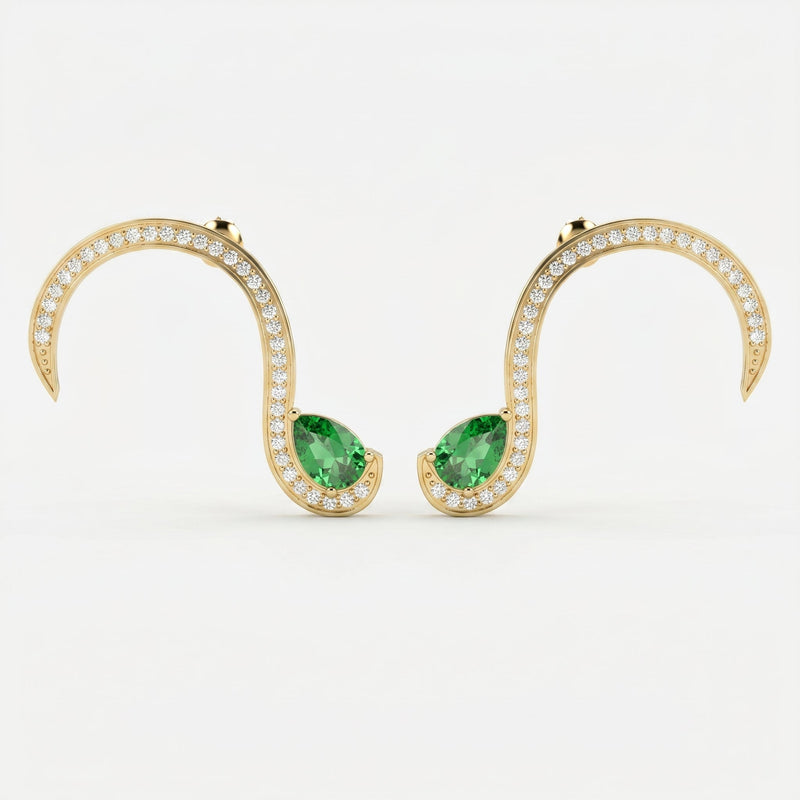 Green Gemstone Trance Pavé Fashion Earrings, view 1