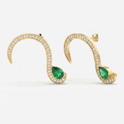 Green Gemstone Trance Pavé Fashion Earrings, view 5
