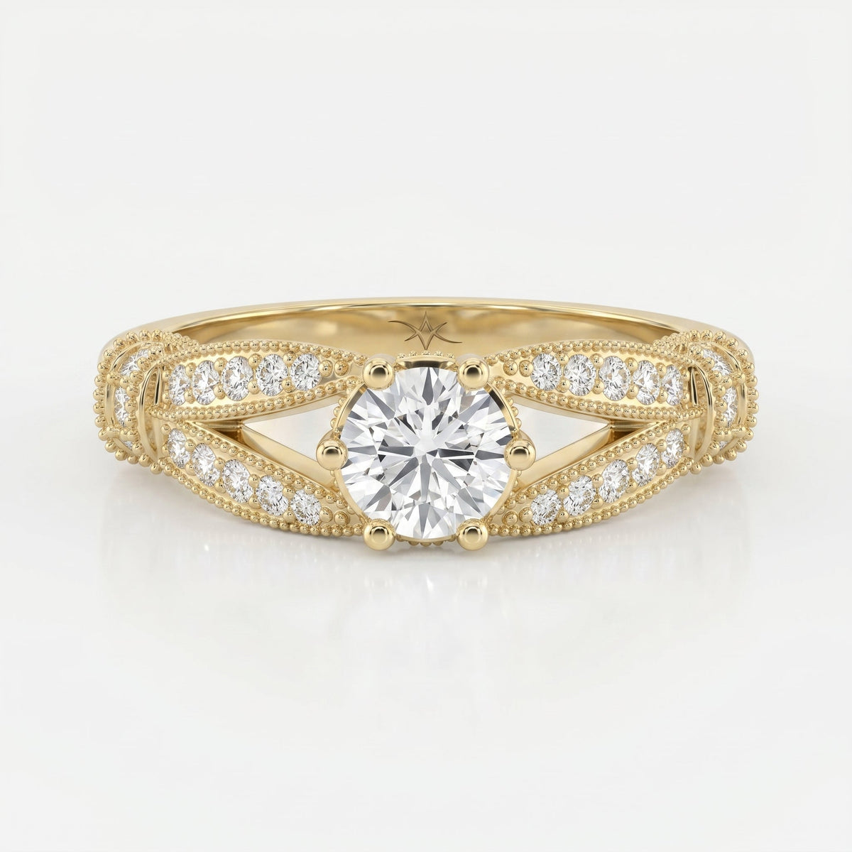 Round Diamond Valencia Design Vintage Ring, view 1
