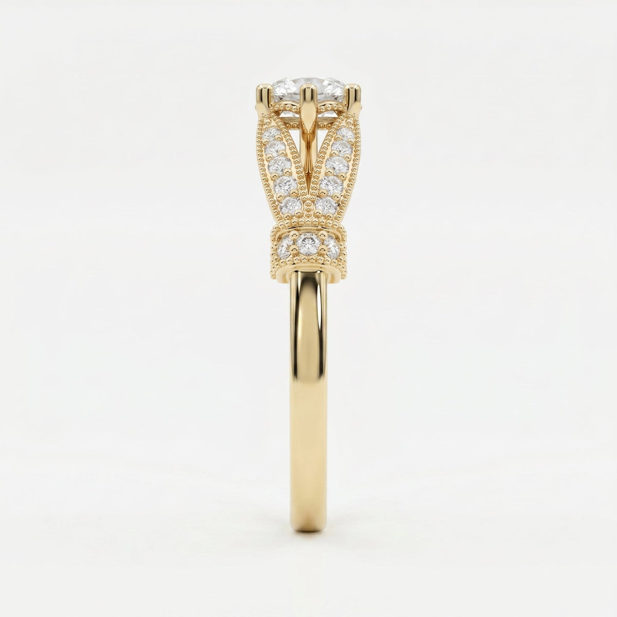 Round Diamond Valencia Design Vintage Ring, view 5
