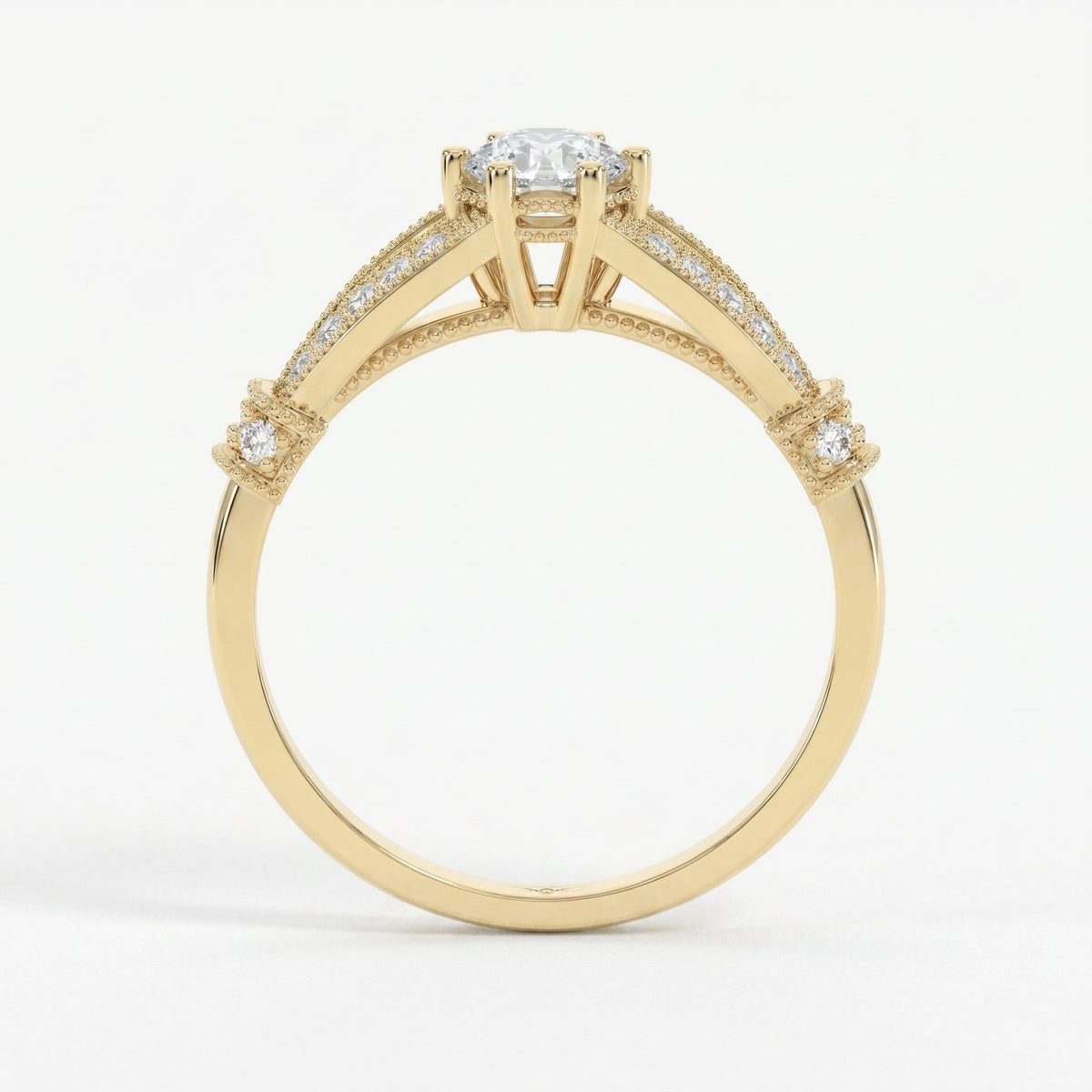 Round Diamond Valencia Design Vintage Ring, view 3