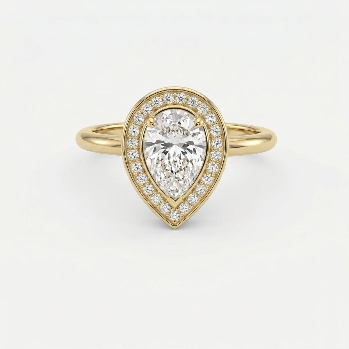 Pear Shape Halo Engagement Ring, view 1