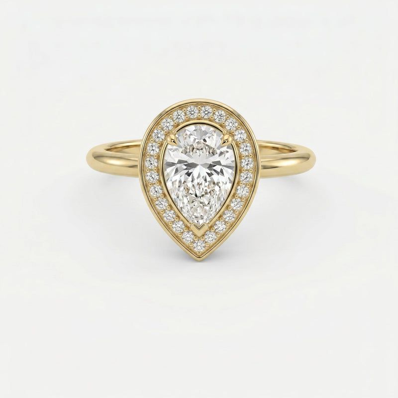 Pear Shape Halo Engagement Ring, view 1