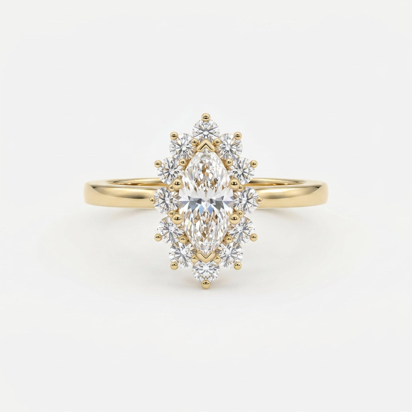 Marquise Halo Solitaire Engagement Ring, view 1