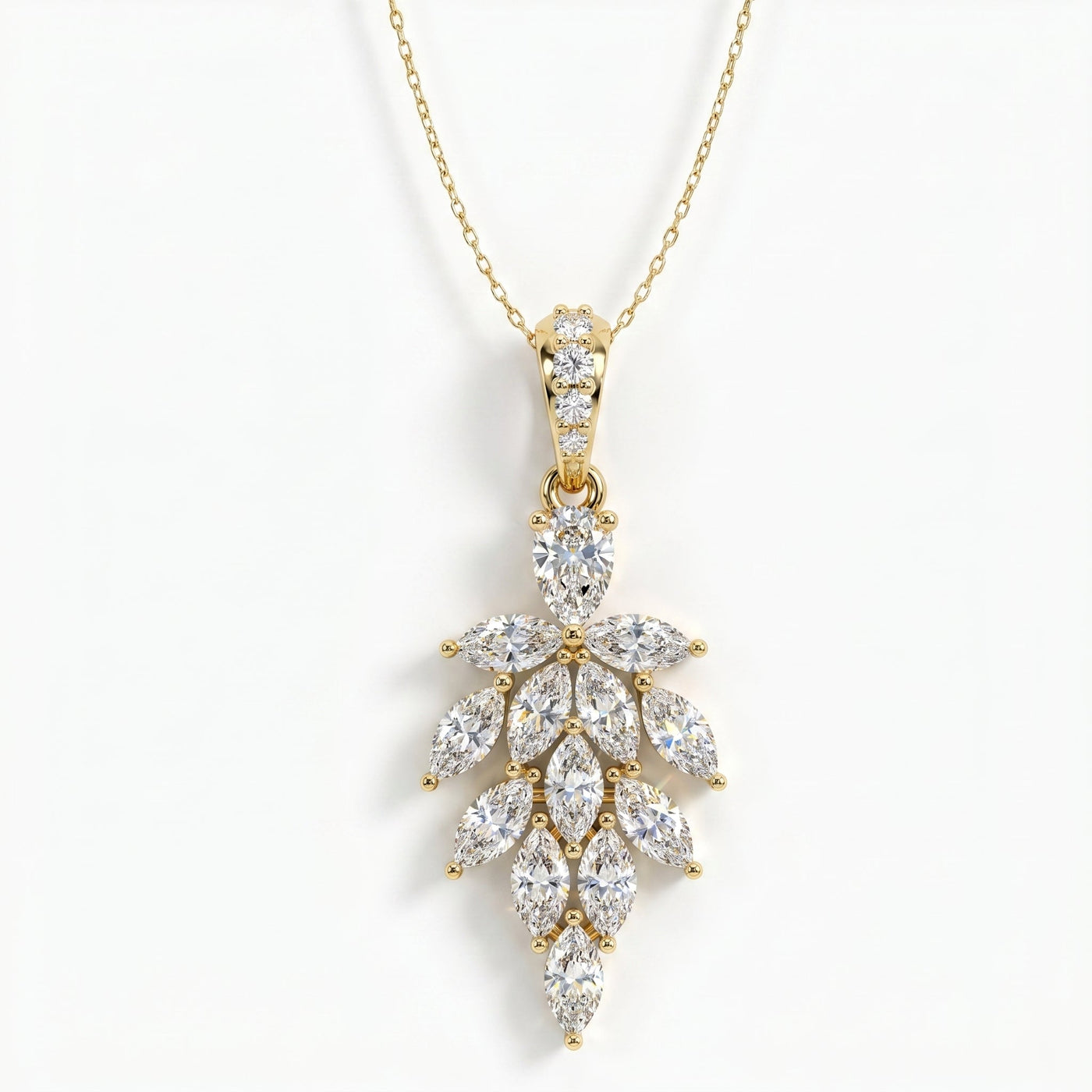 Marquise & Pear Cut Diamond Floral Pendant Necklace, view 1
