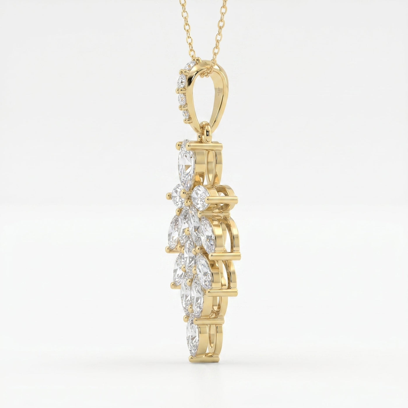 Marquise & Pear Cut Diamond Floral Pendant Necklace, view 5