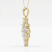 Marquise & Pear Cut Diamond Floral Pendant Necklace, view 5