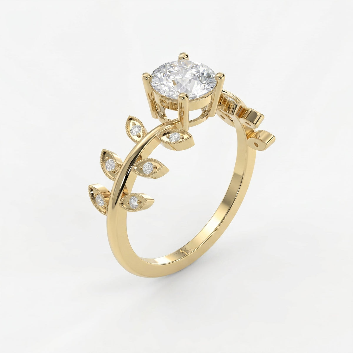 Whispering Leaves Design Vintage Ring, view 3