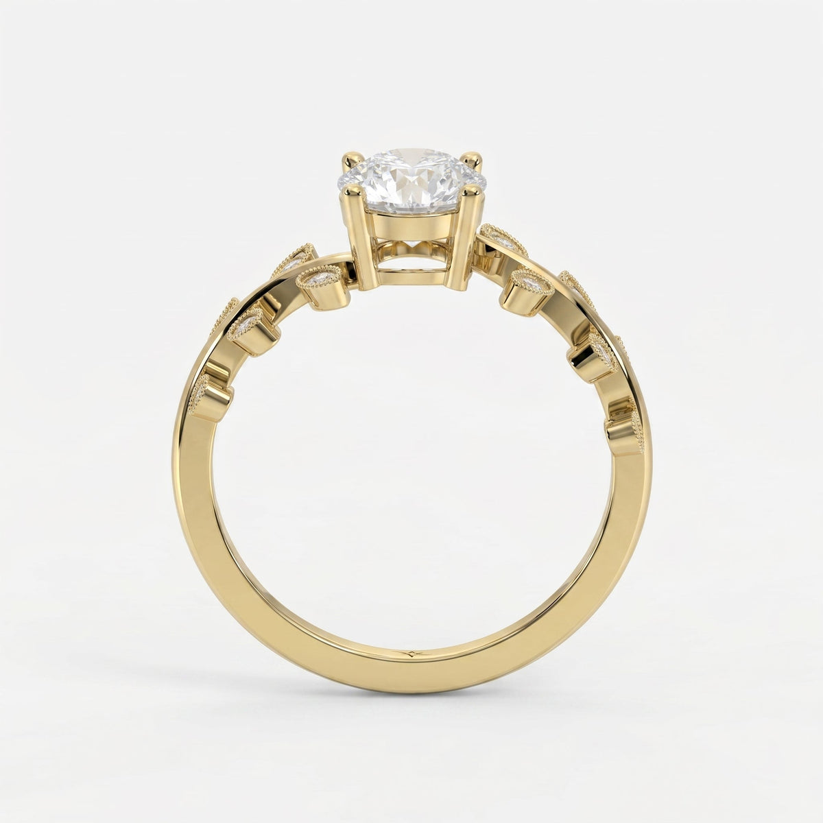 Whispering Leaves Design Vintage Ring, view 4