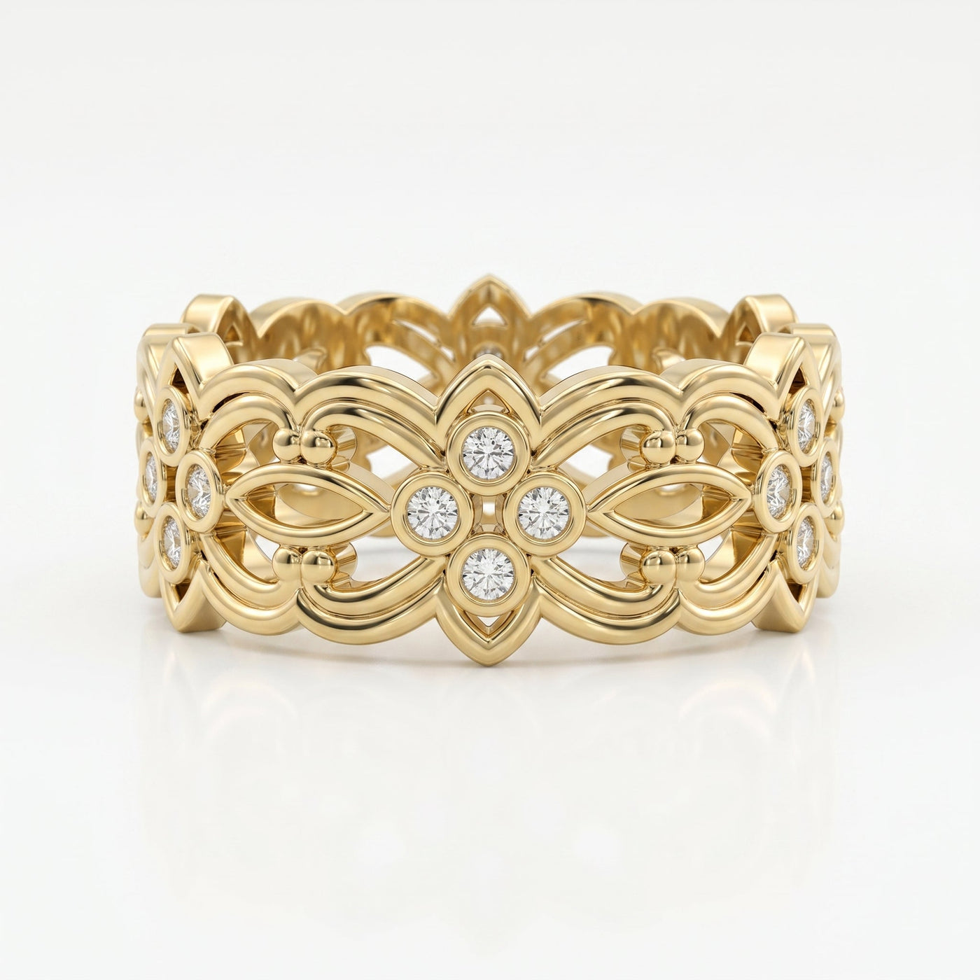 Floral Diamond Wide Vintage Band, view 1