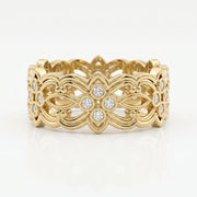 Floral Diamond Wide Vintage Band, view 1