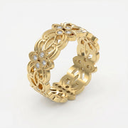 Floral Diamond Wide Vintage Band, view 3