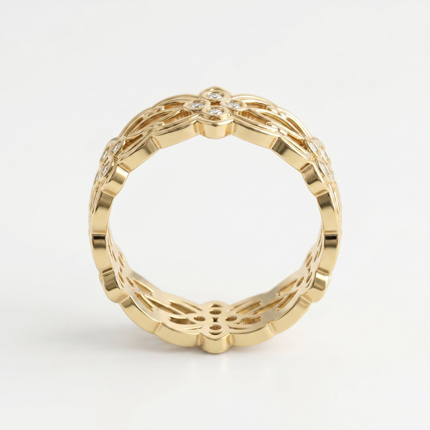 Floral Diamond Wide Vintage Band, view 5