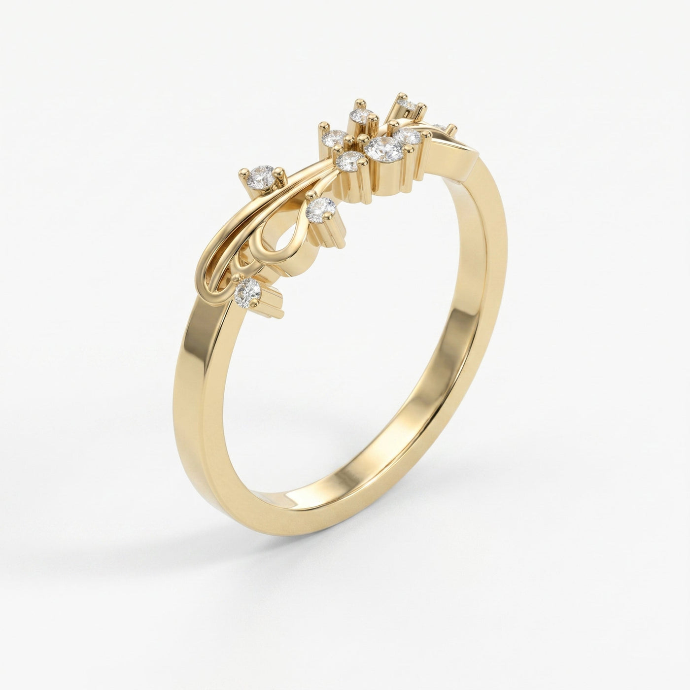 Glowing Leaves Diamond Ring, view 3