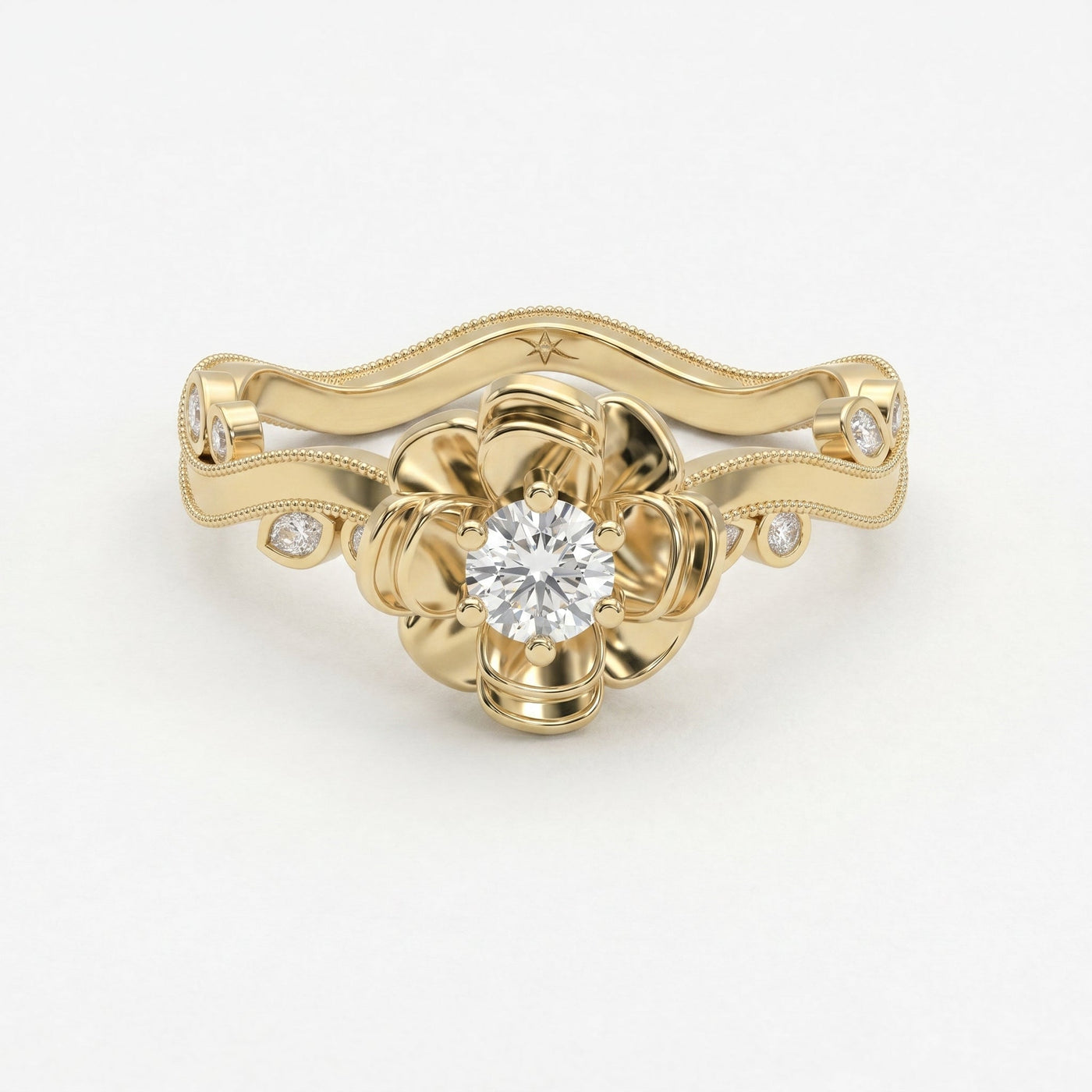 Custom Floral-Inspired Diamond Ring, view 1