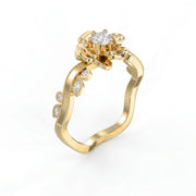 Custom Floral-Inspired Diamond Ring, view 3