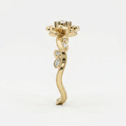 Custom Floral-Inspired Diamond Ring, view 4