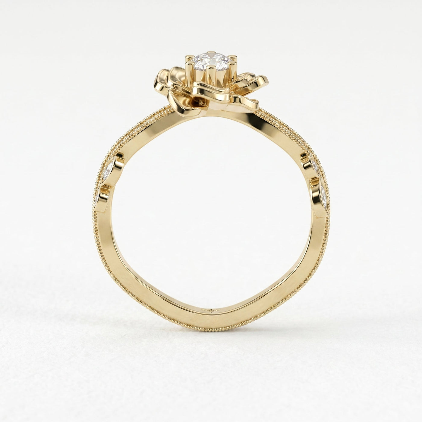 Custom Floral-Inspired Diamond Ring, view 5
