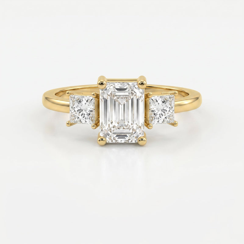 The Axis Trio Emerald Ring, view 1