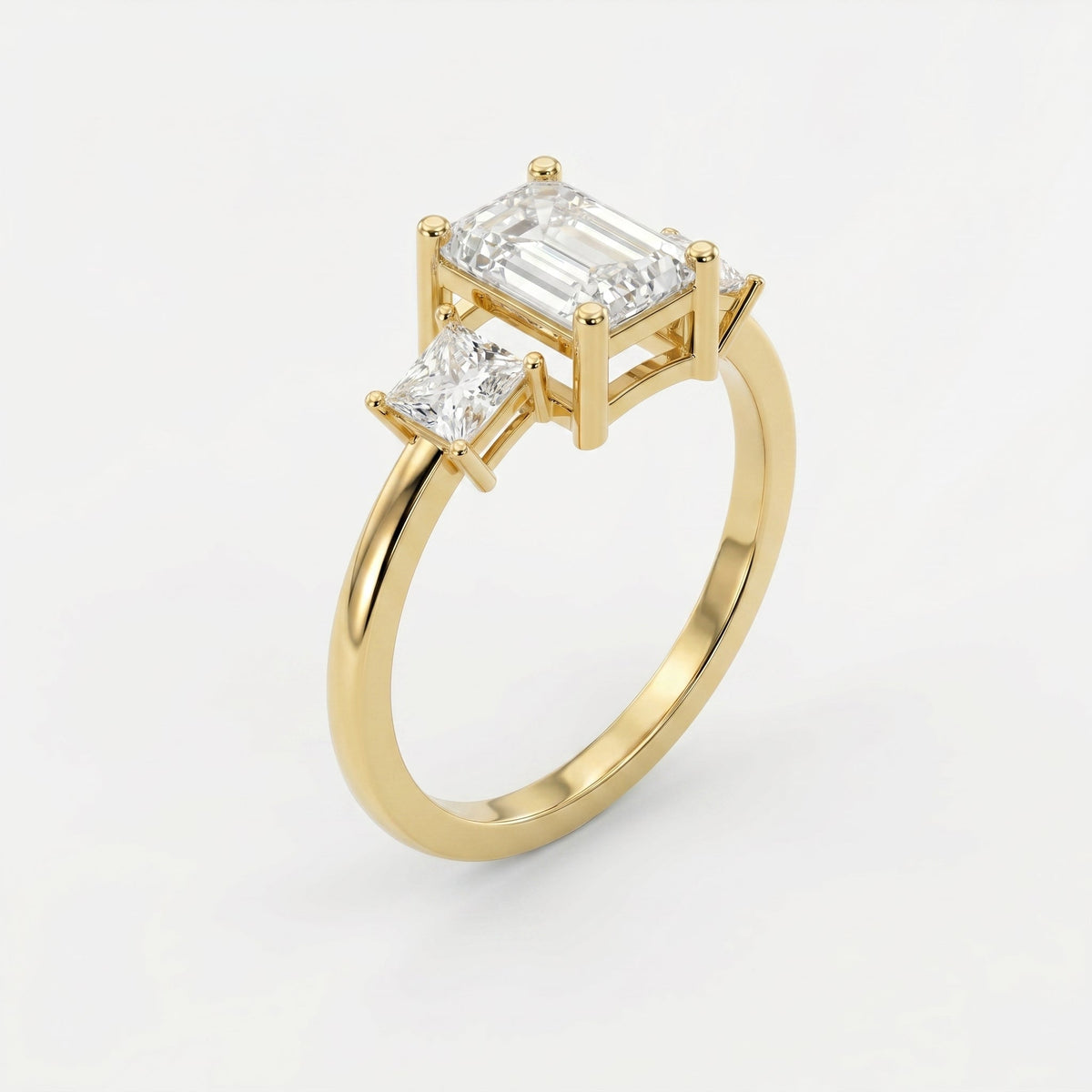 The Axis Trio Emerald Ring, view 3