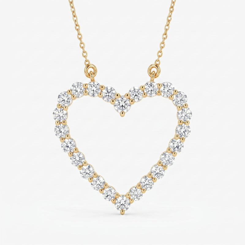 Classic Heart Shape Design Round Brilliant Diamond Pendant, view 1