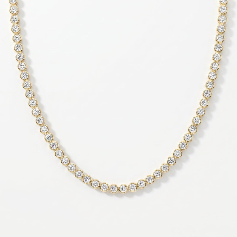 Round Shape Diamond Tennis Necklace, view 1