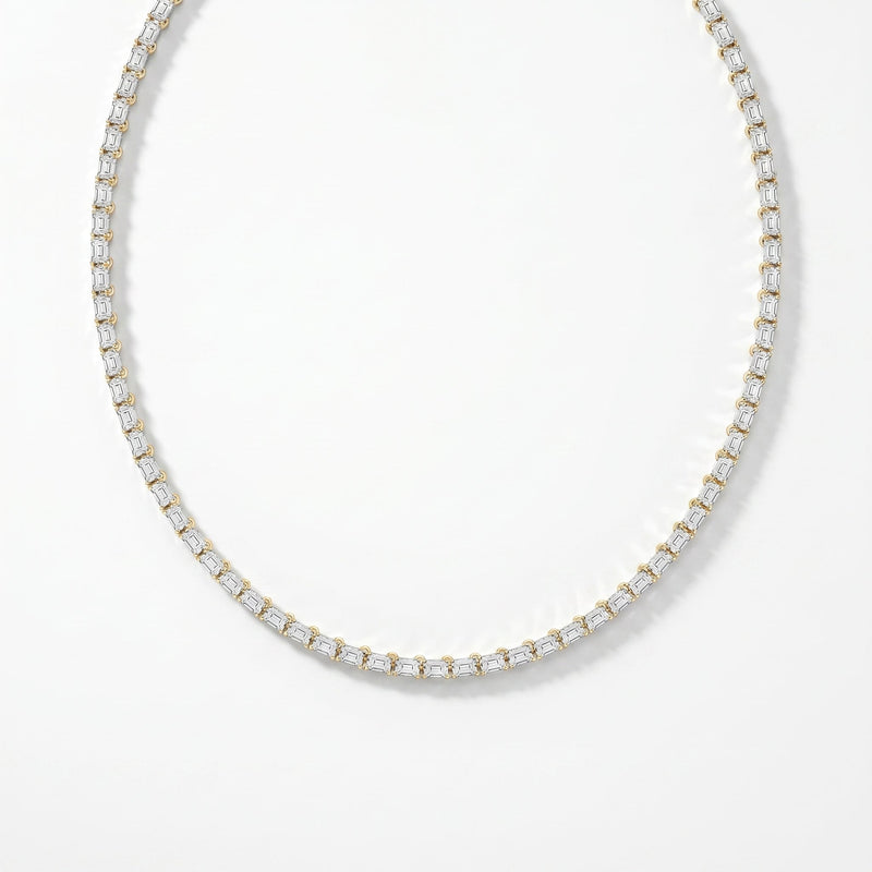 Emerald Cut Diamond Tennis Necklace, view 1