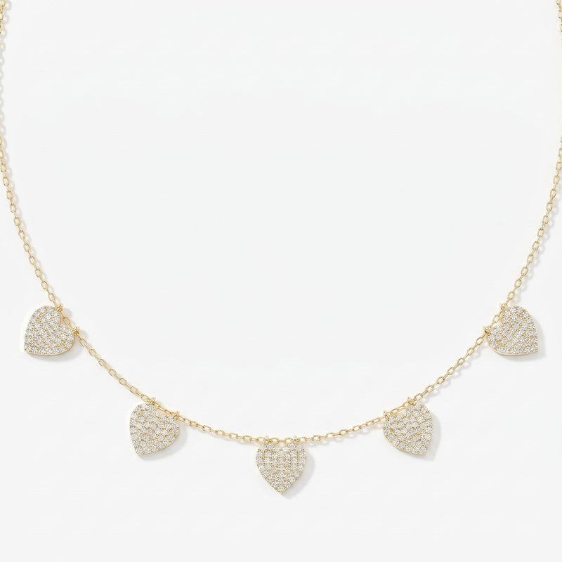 Five Hearts Dazzle Fashion Necklace, view 1