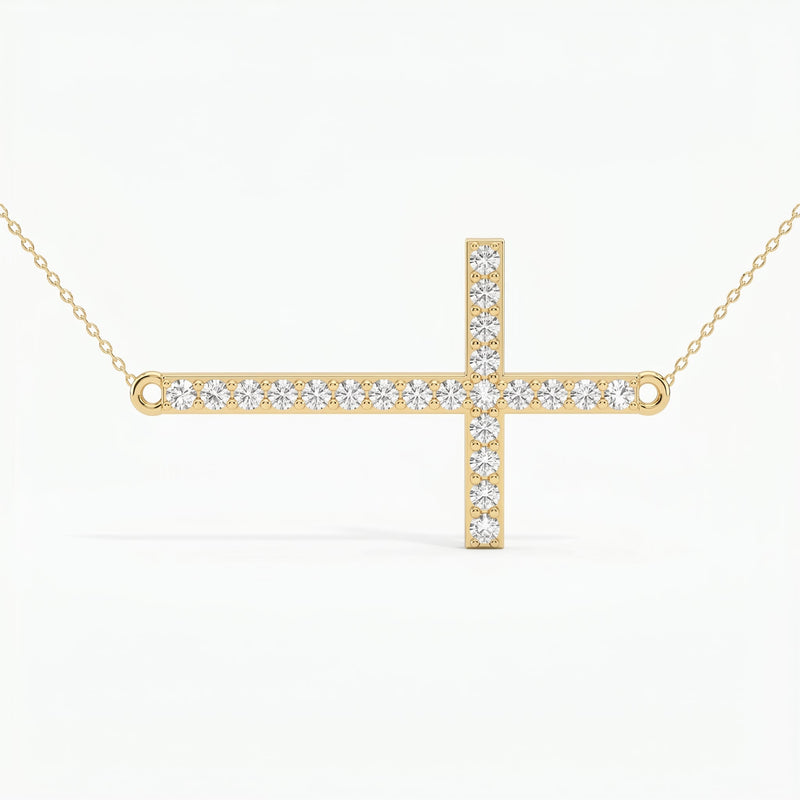 Side Way Cross Fashion Necklace, view 1