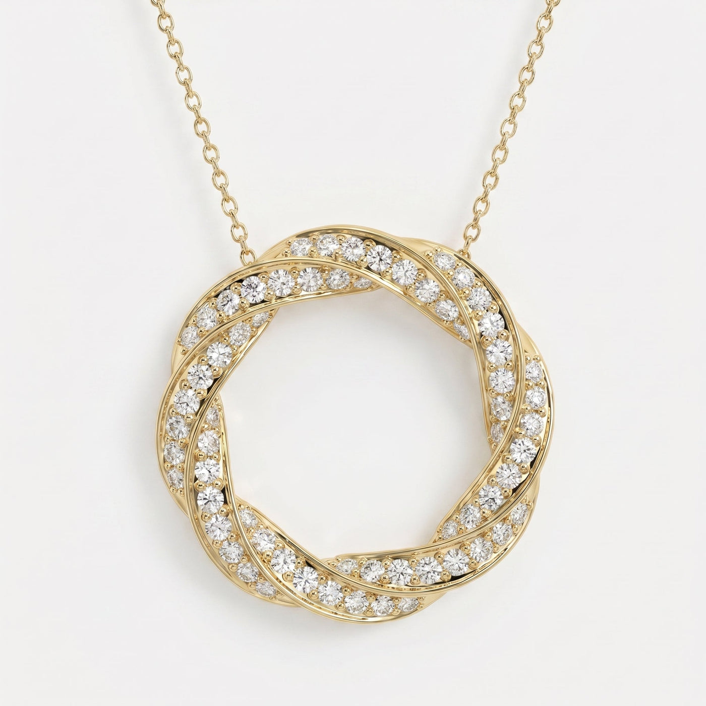 Round Diamond Twisted Circle of Life Fashion Necklace, view 1