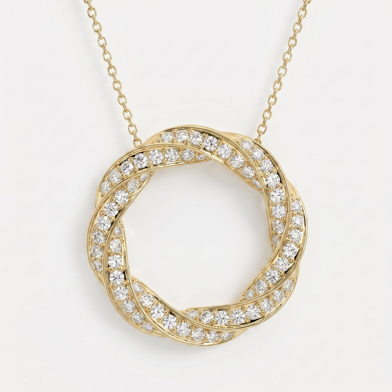 Round Diamond Twisted Circle of Life Fashion Necklace, view 1