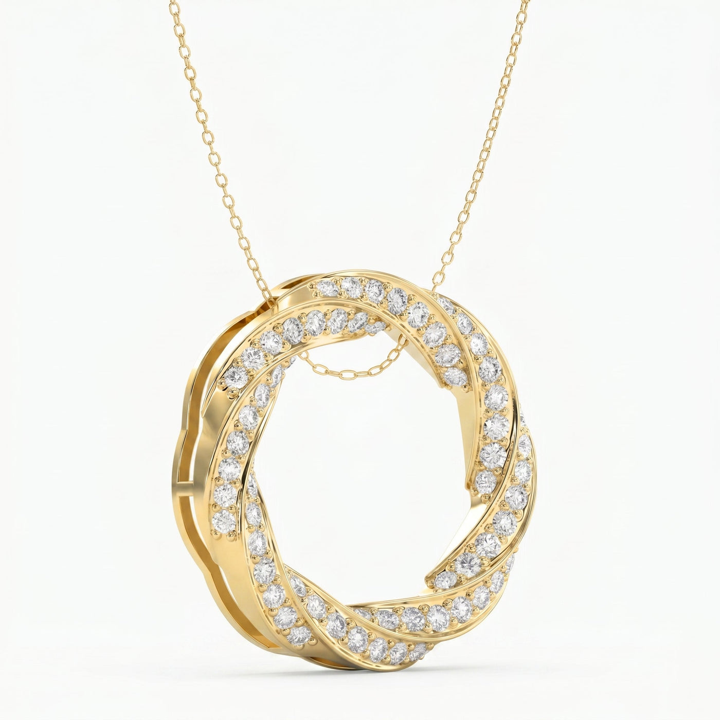Round Diamond Twisted Circle of Life Fashion Necklace, view 5