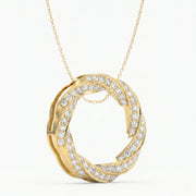 Round Diamond Twisted Circle of Life Fashion Necklace, view 5