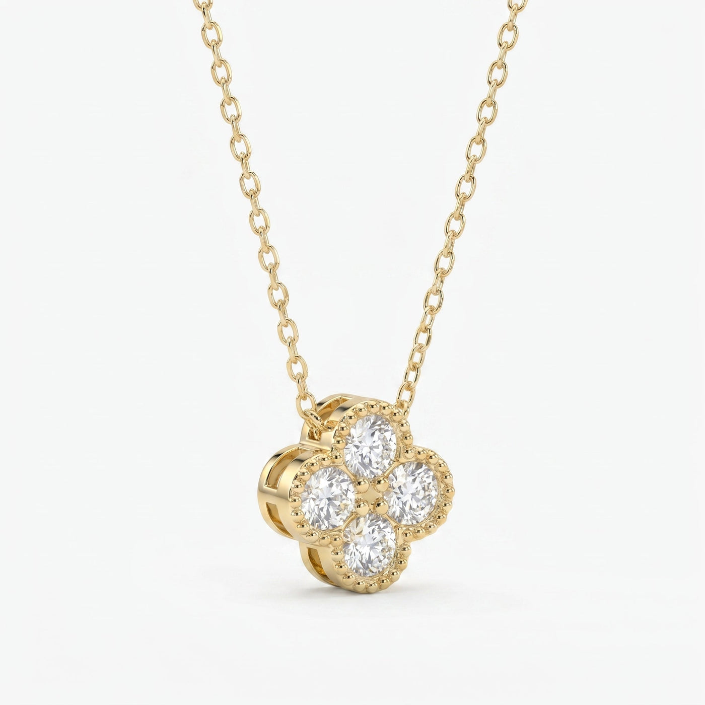 Heritage Clover Diamond Pendant Necklace, view 3