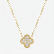 Clover Diamond Heritage Necklace, Pavé Quatrefoil Charm Jewellery, view 1