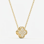 Clover Diamond Heritage Necklace, Pavé Quatrefoil Charm Jewellery, view 3
