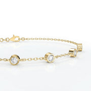 Diamond Station Bracelet, Bezel Set Round Diamonds Minimalist Chain Design, view 3