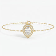 Pear Shape Diamond Halo Chain Bracelet, view 1