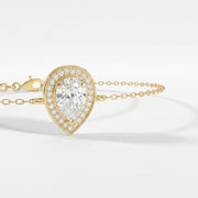 Pear Shape Diamond Halo Chain Bracelet, view 6