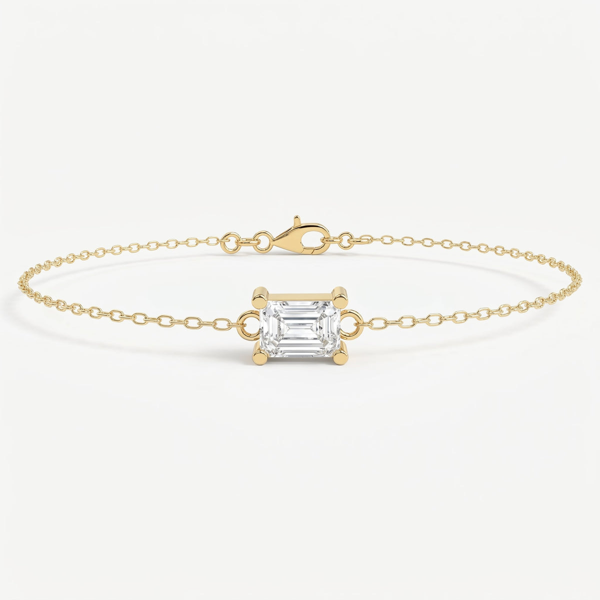 Emerald Diamond Luminous Link Chain Bracelet, view 1