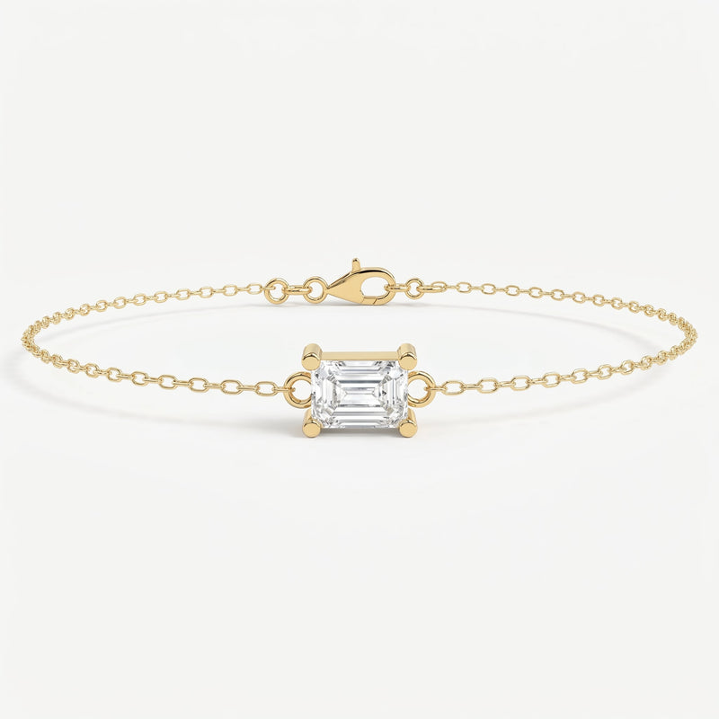 Emerald Diamond Luminous Link Chain Bracelet, view 1