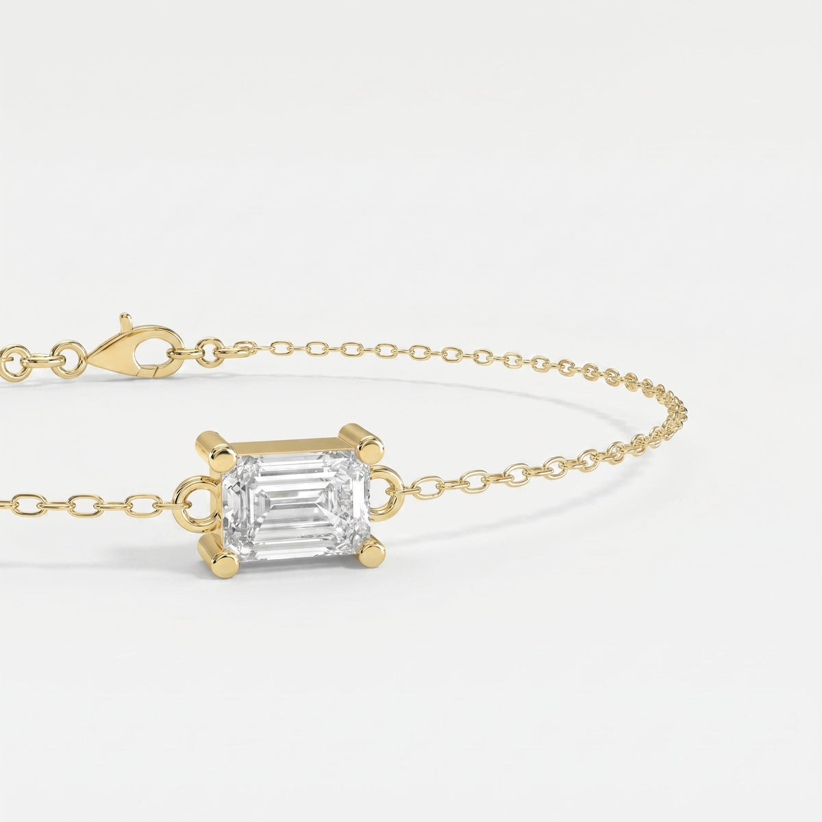 Emerald Diamond Luminous Link Chain Bracelet, view 6