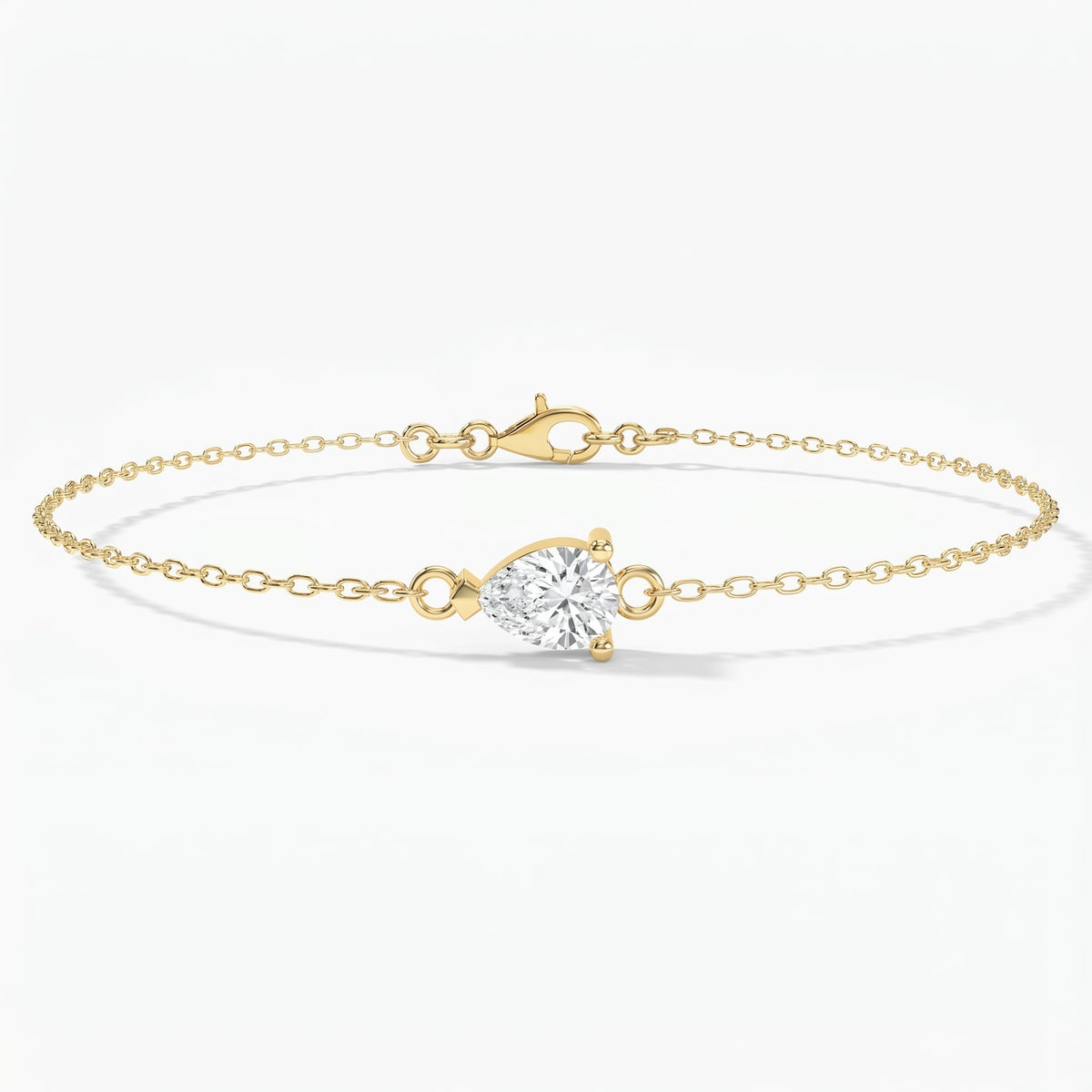 Pear Diamond Solitaire Chain Bracelet, view 1