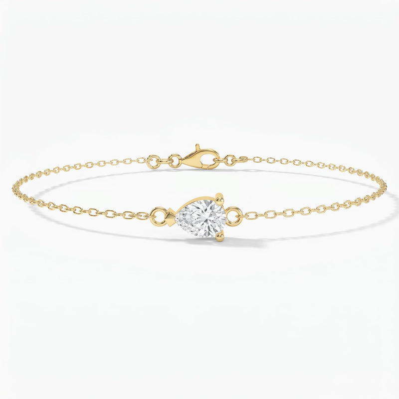 Pear Diamond Solitaire Chain Bracelet, view 1